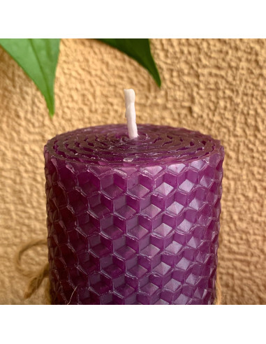 Juego de 4 Velas de Cera de Abeja Lacaser - 3 Moradas y 1 Rosa