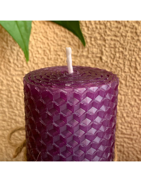 Juego de 4 Velas de Cera de Abeja Lacaser - 3 Moradas y 1 Rosa