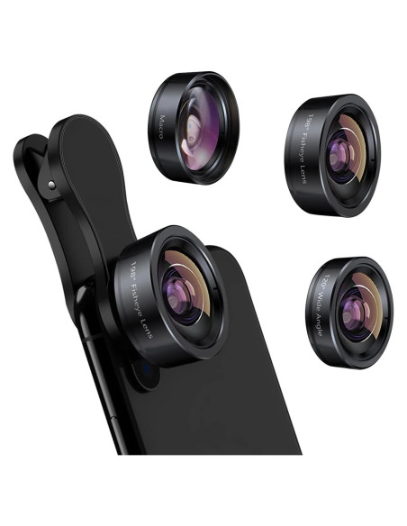 Kit de Lentes 3 en 1 KEYWING para Smartphone - Ojo de Pez, Gran Angular y Macro