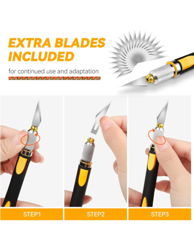 Conjunto de cuchillos de hobby WRAPXPERT 2PCS con 20 cuchillas