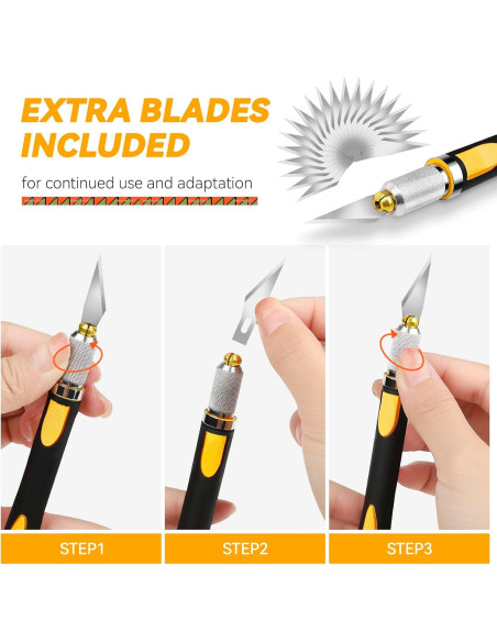 Conjunto de cuchillos de hobby WRAPXPERT 2PCS con 20 cuchillas