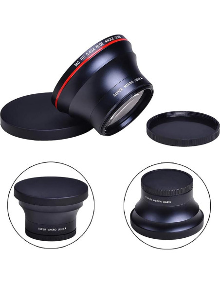 Lente Gran Angular 55MM Tectra 0.43X HD con Macro para Nikon y Sony