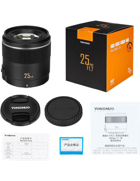 Lente Yongnuo YN25mm F1.7M Micro Cuatro Tercios Enfoque Automático