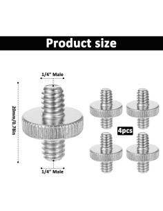 Tornillos de trípode Mozeat 1/4" macho - 4 PCS plateados 2