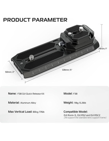 Adaptador de Liberación Rápida ULANZI F38 para DJI Ronin-S/RS2/RSC2
