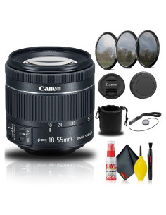 Lente Canon EF-S 18-55mm f/4-5.6 IS STM + Kit de Filtros y Accesorios