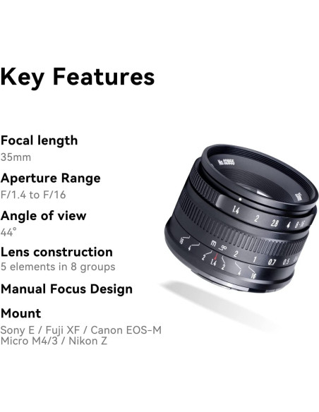 Lente Fijo 7artisans 35mm F1.4 para Montura Sony E