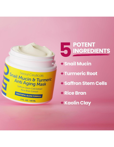 Mascarilla Facial Coreana SeoulCeuticals 56.7g - Mucina de Caracol y Cúrcuma Anti Envejecimiento