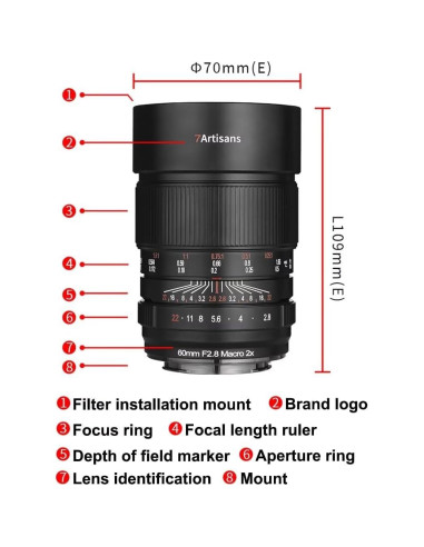 Lente Macro 60mm F2.8 2X 7artisans para Sony E