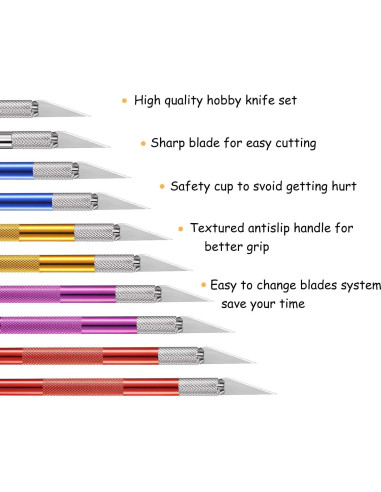 15 Cuchillos de Precisión Mudder para Manualidades 14 cm Multicolor