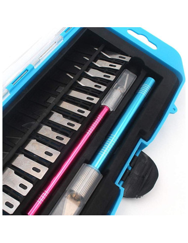 Juego de cuchillos de manualidades Miular con estuche - 2 piezas y 12 cuchillas