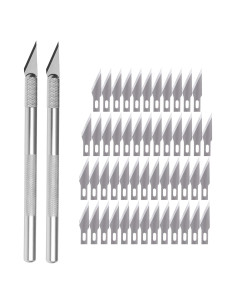 Juego de Cuchillos de Artesanía W.A. Portman - 2 Cuchillos y 50 Cuchillas de Acero