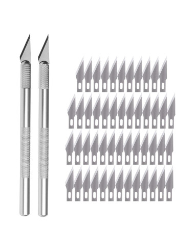 Juego de Cuchillos de Artesanía W.A. Portman - 2 Cuchillos y 50 Cuchillas de Acero