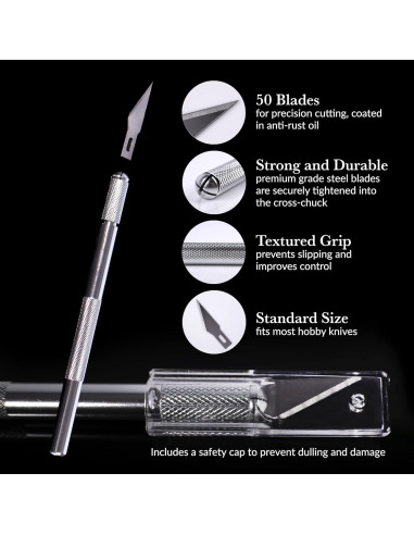 Juego de Cuchillos de Artesanía W.A. Portman - 2 Cuchillos y 50 Cuchillas de Acero