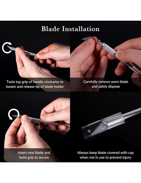 Juego de Cuchillos de Artesanía W.A. Portman - 2 Cuchillos y 50 Cuchillas de Acero