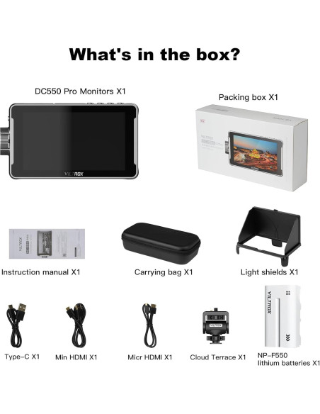 Monitor de Cámara VILTROX DC-550 Pro 5.5" 4K HDMI Táctil