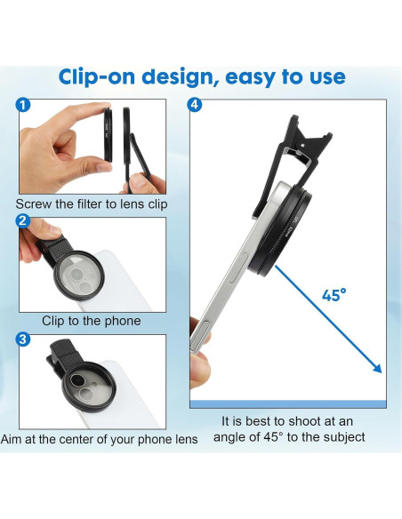 Filtro CPL 52mm SPHOSWHP para Smartphone - Polarizador Clip-On Filtro CPL 52mm SPHOSWHP para Smartphone - Polarizador Clip-On