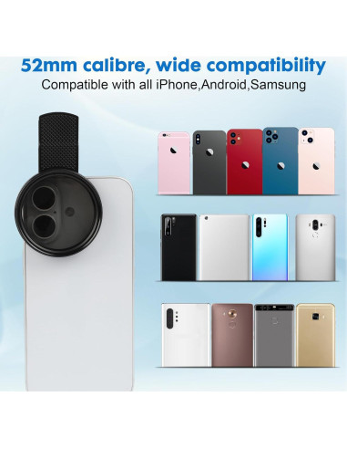 Filtro CPL 52mm SPHOSWHP para Smartphone - Polarizador Clip-On