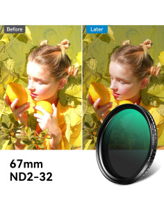 Filtro ND APEXEL 67mm Variable ND2-ND32 para Cámara Móvil 2