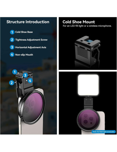 Filtro ND APEXEL 67mm Variable ND2-ND32 para Cámara Móvil