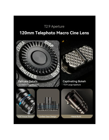 Lente de Cine Macro 2X 7artisans 120mm T2.9 para Sony E-Mount