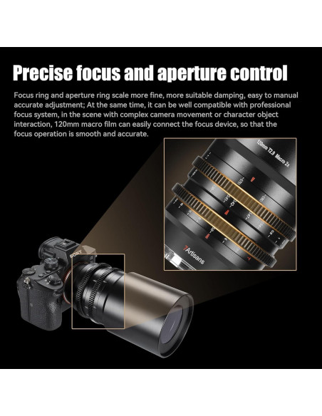 Lente de Cine Macro 2X 7artisans 120mm T2.9 para Sony E-Mount