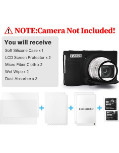 Conjunto de Accesorios para Cámara Canon SX740 - Funda Silicona y 2 Protectores LCD 2