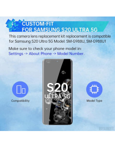 Reemplazo Lente Cámara Trasera Samsung Galaxy S20 Ultra 5G 2