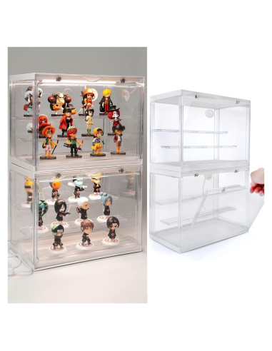 Vitrina para Mini Figuras de Acción Welloux 30x23x17 cm Iluminada