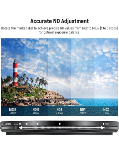 Filtro ND Variable 82mm NEEWER ND2-32 con Accesorios