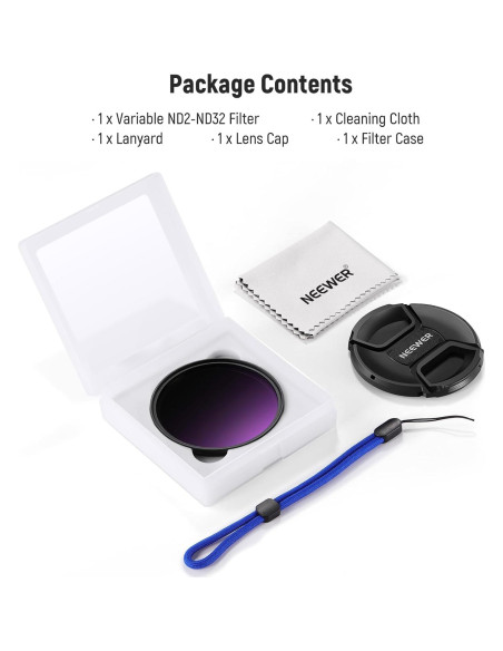 Filtro ND Variable 82mm NEEWER ND2-32 con Accesorios