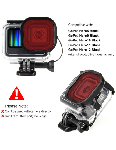 Filtros de Lente de Buceo QiuNiu para GoPro Hero 8-12
