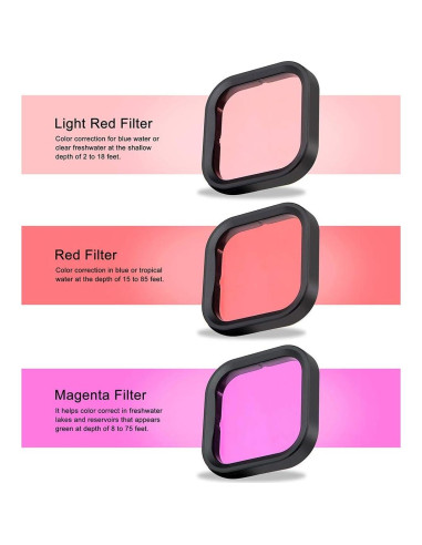 Filtros de Lente de Buceo QiuNiu para GoPro Hero 8-12