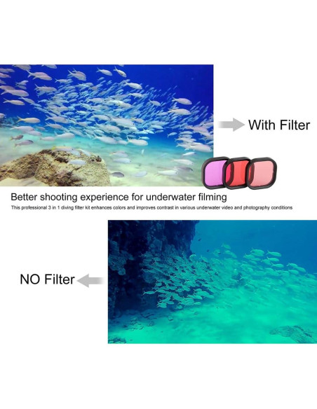 Filtros de Lente de Buceo QiuNiu para GoPro Hero 8-12