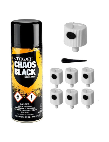 Tapas de Spray Citadel Chaos Black - Paquete de 6 Reemplazo