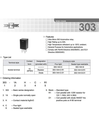 Paquete de 4 Relés Automotrices Aeola 12VDC 20A para Polaris