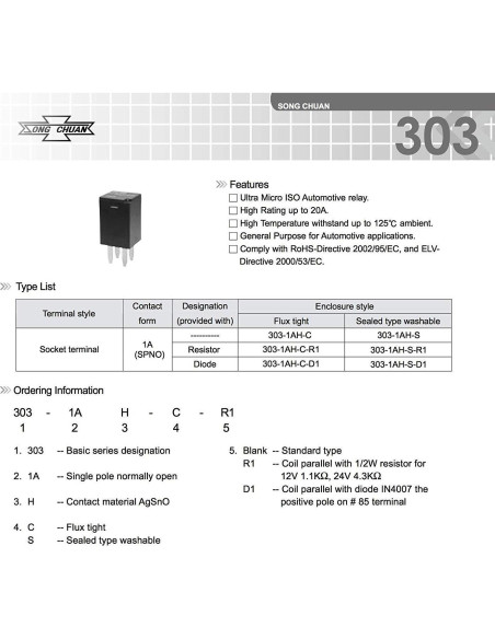 Paquete de 4 Relés Automotrices Aeola 12VDC 20A para Polaris