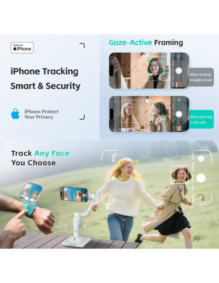 Gimbal Estabilizador MOGO para iPhone con Control Remoto y Luz RGB