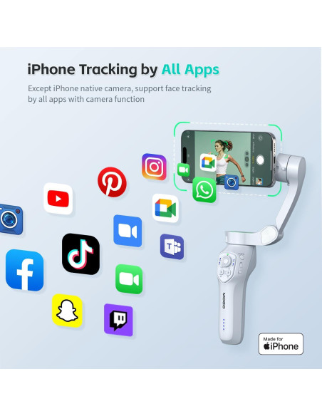 Gimbal Estabilizador MOGO para iPhone con Control Remoto y Luz RGB