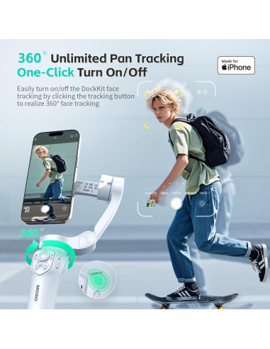 Gimbal Estabilizador MOGO para iPhone con Control Remoto y Luz RGB