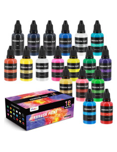 Juego de Pintura con Aerógrafo Ykall 18 Colores Acrílico 29.57 ml