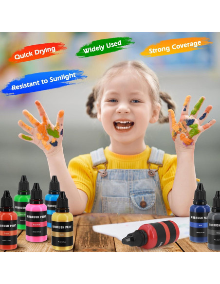 Juego de Pintura con Aerógrafo Ykall 18 Colores Acrílico 29.57 ml