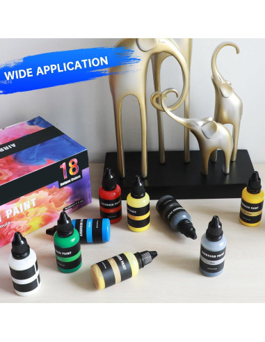 Juego de Pintura con Aerógrafo Ykall 18 Colores Acrílico 29.57 ml