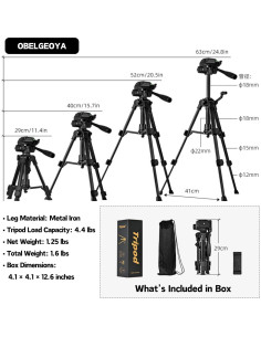 Trípode de mesa y viaje OBELGEOYA 63 cm para DSLR y teléfono 2