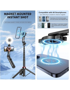 Trípode de Selfie Magnético KAMISAFE C20 51" para iPhone 2