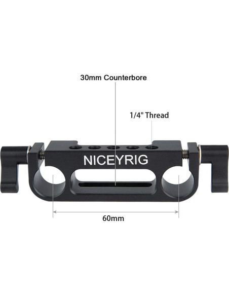 Abrazadera de Varilla 15mm NICEYRIG 326 con Contraagujero 30mm