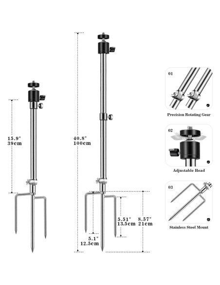 Soporte para Cámara de Trail Stedan Acero Inoxidable 40-80 cm