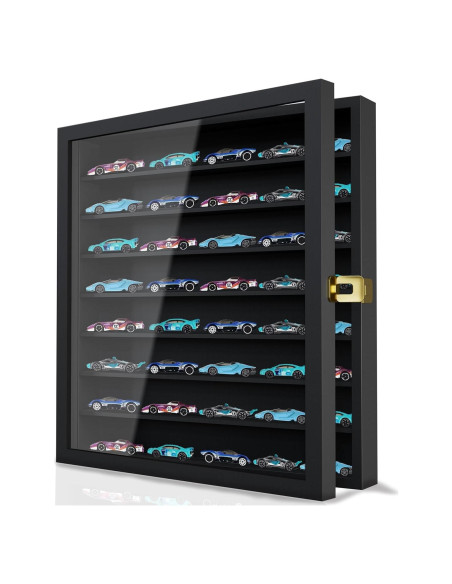 Vitrina de Exhibición Buruis para Coches 1/64, Madera Negra