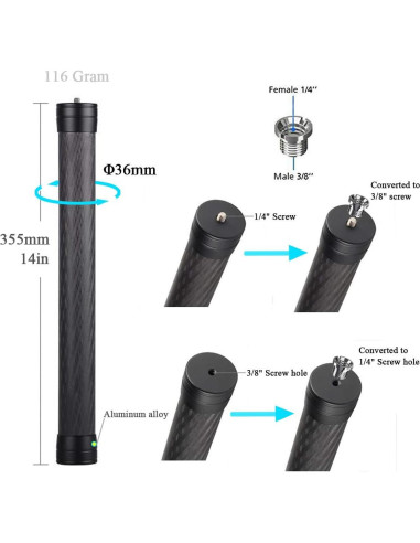 Polo de Extensión para Gimbal Atoptek ATK-01 Fibra de Carbono