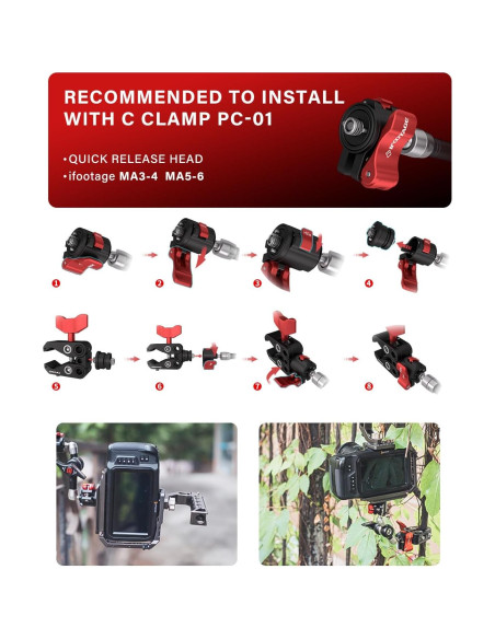 Abrazadera IFOOTAGE Spider Crab para Monitor 18-50 cm